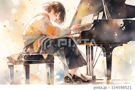 ピアノを弾く女の子 114598521