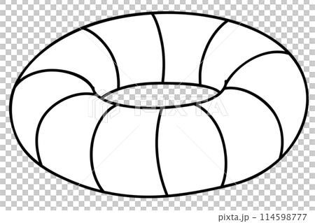 浮き輪の線画ベクターイラスト 114598777