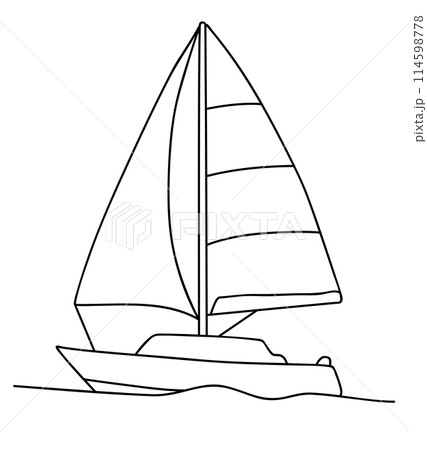 シンプルなヨットの線画ベクターイラスト 114598778