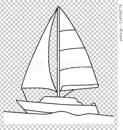 シンプルなヨットの線画ベクターイラスト 114598778