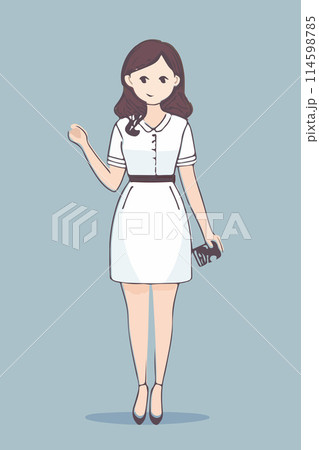 happy woman office in flat illustration vector eps 8 114598785