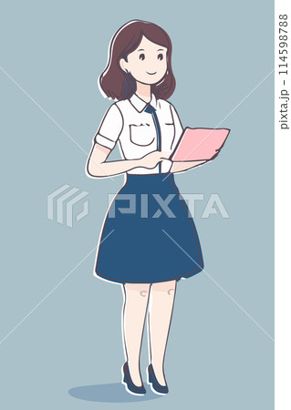 woman office in white blue flat illustration vector eps 8 woman office in white blue flat illustration vector eps 8 114598788