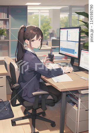 オフィスで働く女性 オフィスで働く女性 114598790