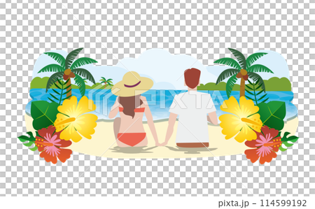 夏天和愛人一起去海裡游泳插畫 114599192