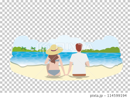 夏天和愛人一起去海裡游泳插畫 夏天和愛人一起去海裡游泳插畫 114599194