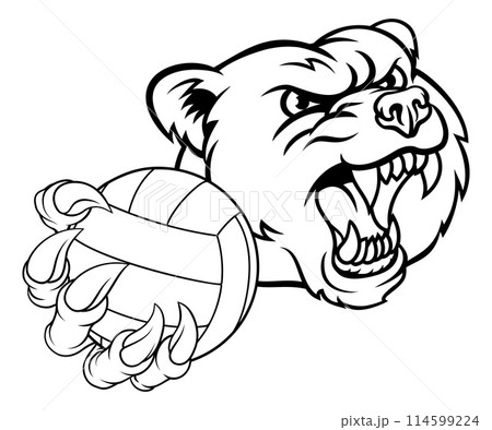 Bear Volleyball Volley Ball Claw Grizzly Mascot Bear Volleyball Volley Ball Claw Grizzly Mascot 114599224