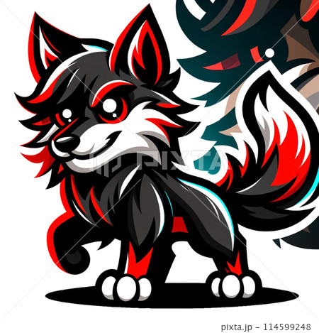 カートゥーン風なオオカミ 114599248