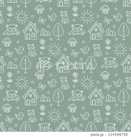 Vector Children's Seamless Pattern Kid Baby Print 114599730