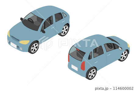 アイソメトリックイラスト：コンパクトカー 114600002