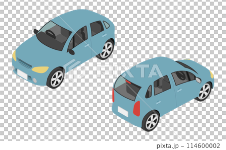 アイソメトリックイラスト：コンパクトカー 114600002