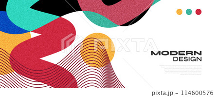 Creative Cover or Banner Design Template with Modern and Minimal Style for Identity, Branding, Advertising or Promotion. Abstract Layout Design with Dynamic and Colorful Elements 114600576
