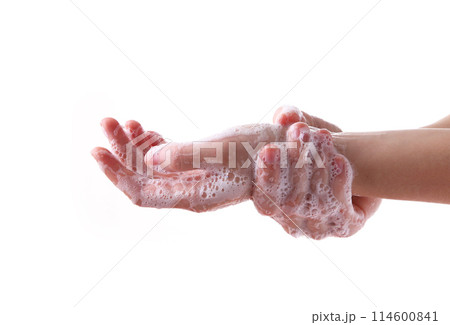 Washing hands isolated on a white background 114600841