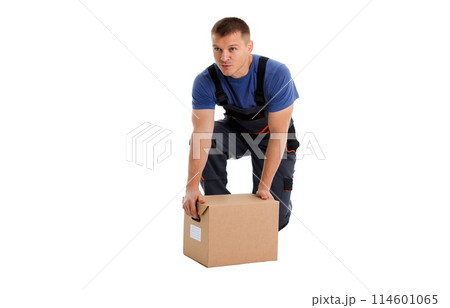 Specialist courier delivery service carries boxes Specialist courier delivery service carries boxes 114601065