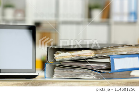 Empty workplace in office closeup 114601250