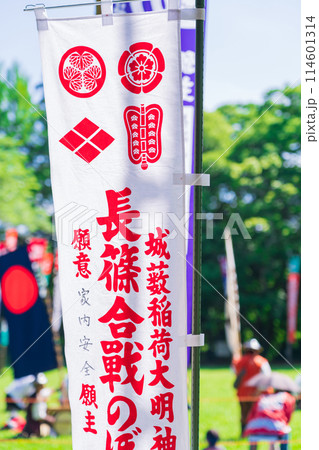 長篠合戦のぼりまつり、カラフルな幟〈愛知県新城市〉 114601314