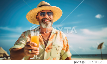 Tourist guy with tropical cocktail 114601356