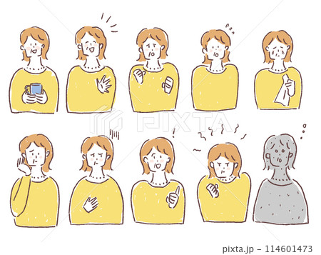 シニア女性の表情、喜怒哀楽セット 114601473