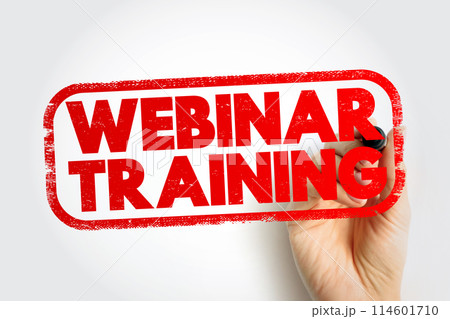 Webinar Training text stamp, concept background 114601710