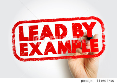Lead By Example text stamp, concept background 114601730