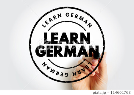 Learn German text stamp, concept background Learn German text stamp, concept background 114601768