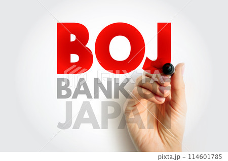 BOJ - Bank Of Japan acronym, business concept background BOJ - Bank Of Japan acronym, business concept background 114601785