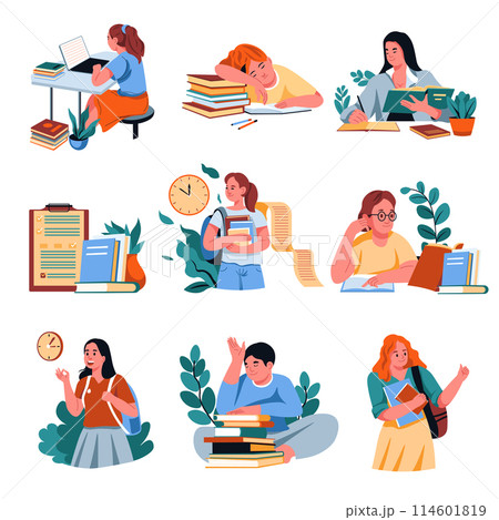 Student and teacher vector icons 114601819