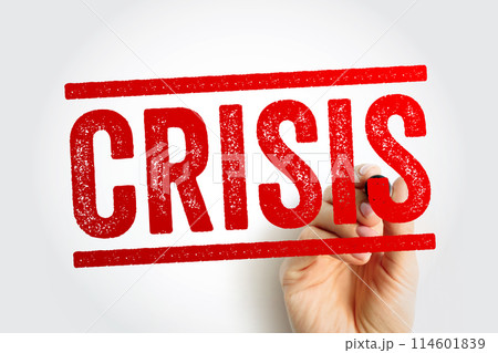 Crisis - a time of intense difficulty or danger, text stamp concept background 114601839