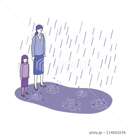 将来が不安な母子家庭のイメージイラスト 114602036