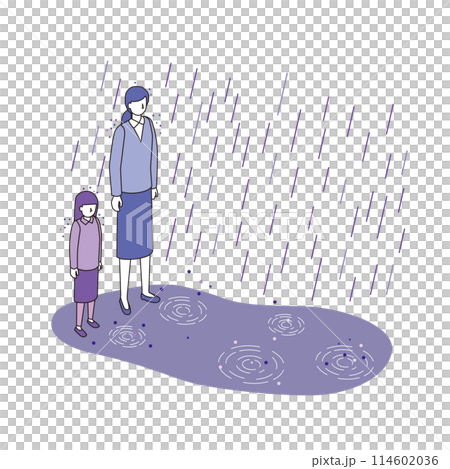 将来が不安な母子家庭のイメージイラスト 114602036
