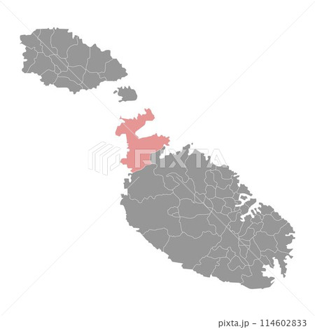 Mellieha District map, administrative division of Malta. Vector illustration. 114602833