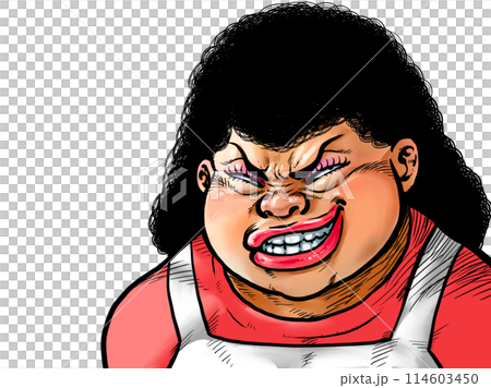 一位老婦人用手托著下巴微笑的插圖 114603450