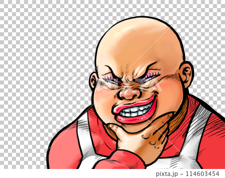 顎に手を当てニヤリとするオバさんのイラスト 114603454