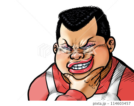 顎に手を当てニヤリとするオバさんのイラスト 114603457