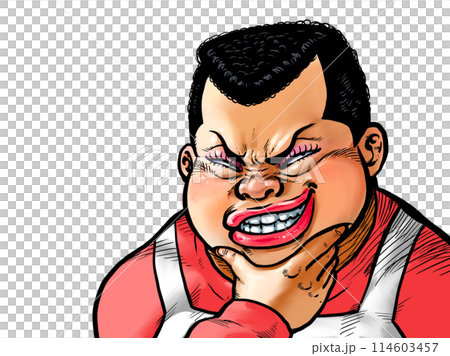 顎に手を当てニヤリとするオバさんのイラスト 114603457