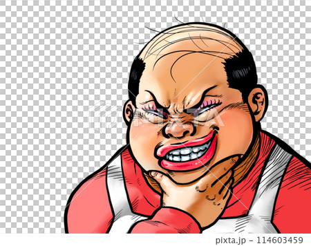 一位老婦人用手托著下巴微笑的插圖 114603459