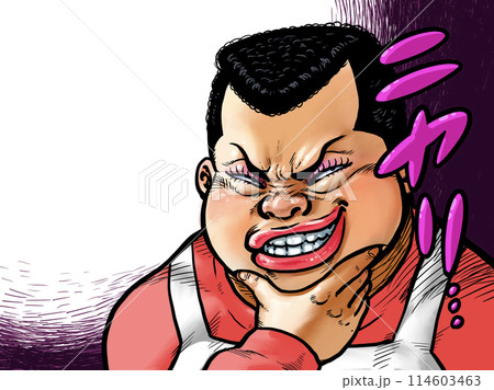 顎に手を当てニヤリとするオバさんのイラスト 114603463