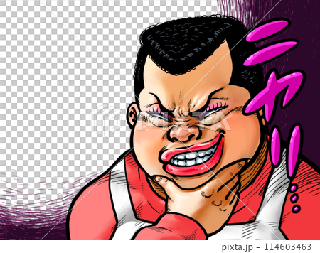 一位老婦人用手托著下巴微笑的插圖 114603463