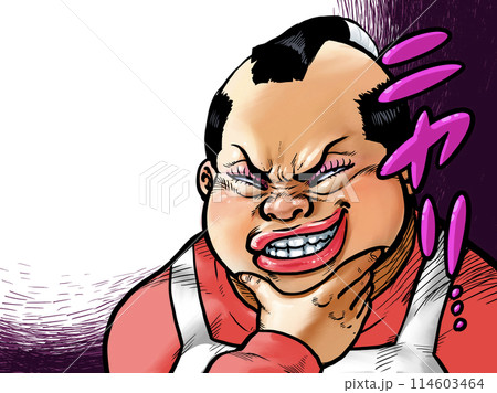 顎に手を当てニヤリとするオバさんのイラスト 114603464