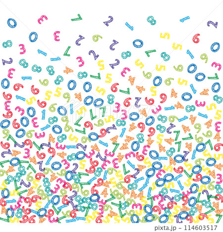 Flying latin letters. Colorful childish scattered charachters of English alphabet. Foreign languages study concept. Back to school banner . 114603517