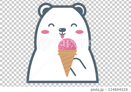 アイスを食べるシロクマ。ベクターイラスト 114604328