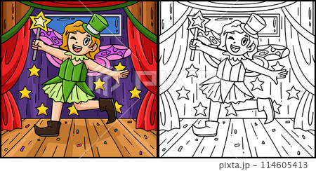 Circus Girl Dressed As Fairy Colored Illustration 114605413