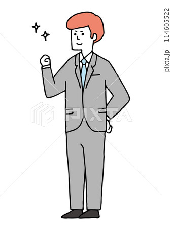 ガッツポーズのサラリーマン 114605522