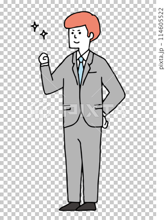 ガッツポーズのサラリーマン 114605522