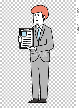 Salaryman showing documents 114605536