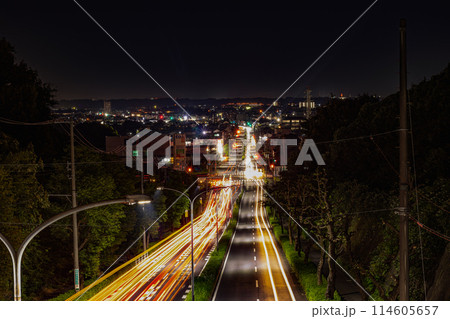 浜松市の坂の上から眺める夜景(静岡県) 浜松市の坂の上から眺める夜景(静岡県) 114605657