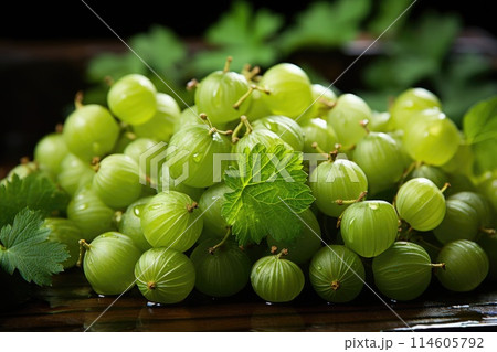Sweet green gooseberries 114605792
