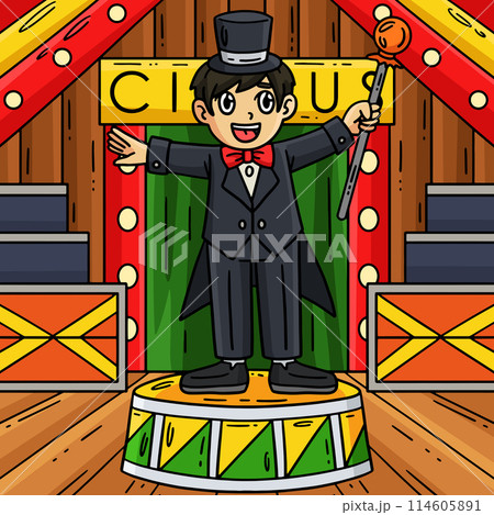 Circus Master Colored Colored Cartoon Illustration 114605891