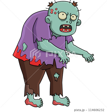 Zombie Big Man Cartoon Colored Clipart  114606232