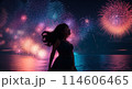 花火　女性　シルエット「AI生成画像」模様 114606465