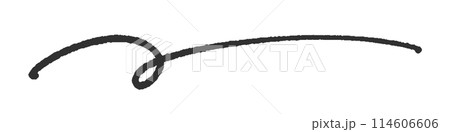 手書きのくるんとカールしている横長の線 - シンプルでおしゃれなデザイン素材 114606606